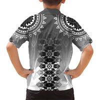 New Zealand Family Matching Short Sleeve Bodycon Dress and Hawaiian Shirt Poutama Mix Gray Taniko Inspired Art LT05 - Polynesian Pride