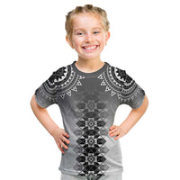 New Zealand Kid T Shirt Poutama Mix Gray Taniko Inspired Art LT05 Gray - Polynesian Pride