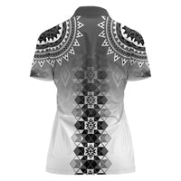 New Zealand Women Polo Shirt Poutama Mix Gray Taniko Inspired Art LT05