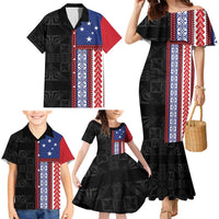Samoa Flag Family Matching Mermaid Dress and Hawaiian Shirt Ula Fala With Samoan Siapo - Polynesian Pride