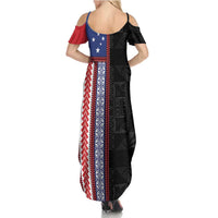 Samoa Flag Family Matching Summer Maxi Dress and Hawaiian Shirt Ula Fala With Samoan Siapo - Polynesian Pride