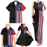 Samoa Flag Family Matching Tank Maxi Dress and Hawaiian Shirt Ula Fala With Samoan Siapo - Polynesian Pride