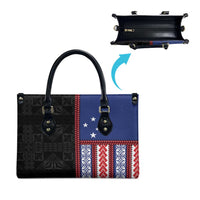 Samoa Flag Leather Bag Ula Fala With Samoan Siapo LT05 - Polynesian Pride