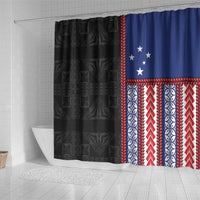 Samoa Flag Shower Curtain Ula Fala With Samoan Siapo LT05 - Polynesian Pride