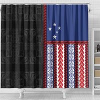 Samoa Flag Shower Curtain Ula Fala With Samoan Siapo LT05 - Polynesian Pride