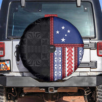 Samoa Flag Spare Tire Cover Ula Fala With Samoan Siapo LT05 Black - Polynesian Pride