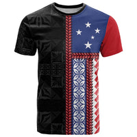 Samoa Flag T Shirt Ula Fala With Samoan Siapo LT05 Black - Polynesian Pride