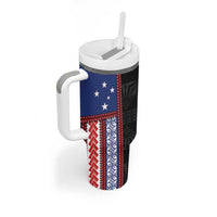 Samoa Flag Tumbler With Handle Ula Fala With Samoan Siapo LT05 - Polynesian Pride