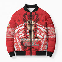 Custom Tonga Rugby Mate Ma'a Bomber Puffer Jacket Tongan Pride Unique Style LT05 Unisex Red - Polynesian Pride