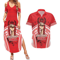 Custom Tonga Rugby Mate Ma'a Couples Matching Summer Maxi Dress and Hawaiian Shirt Tongan Pride Unique Style - Polynesian Pride