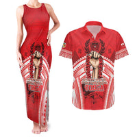 Custom Tonga Rugby Mate Ma'a Couples Matching Tank Maxi Dress and Hawaiian Shirt Tongan Pride Unique Style LT05 Red - Polynesian Pride