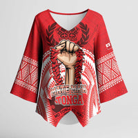Custom Tonga Rugby Mate Ma'a Kimono Sleeve Blouse Tongan Pride Unique Style - Polynesian Pride