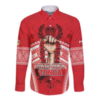 Custom Tonga Rugby Mate Ma'a Long Sleeve Button Shirt Tongan Pride Unique Style LT05 Unisex Red - Polynesian Pride