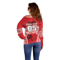 Custom Tonga Rugby Mate Ma'a Off Shoulder Sweater Tongan Pride Unique Style LT05 - Polynesian Pride
