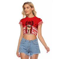 Custom Tonga Rugby Mate Ma'a Raglan Cropped T Shirt Tongan Pride Unique Style LT05 Female Red - Polynesian Pride