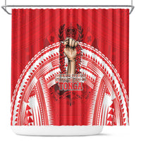 Tonga Rugby Mate Ma'a Shower Curtain Tongan Pride Unique Style LT05 Red - Polynesian Pride