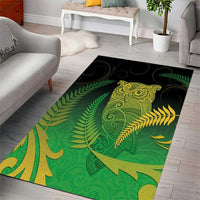 New Zealand Aotearoa Ruru Area Rug Maori Fern Art Green