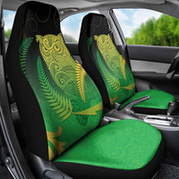 New Zealand Aotearoa Ruru Car Seat Cover Maori Fern Art Green
