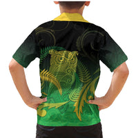 New Zealand Aotearoa Ruru Family Matching Mermaid Dress and Hawaiian Shirt Maori Fern Art Green LT05 - Polynesian Pride