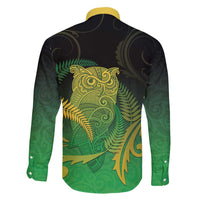 New Zealand Aotearoa Ruru Family Matching Off Shoulder Short Dress and Hawaiian Shirt Maori Fern Art Green LT05 - Polynesian Pride