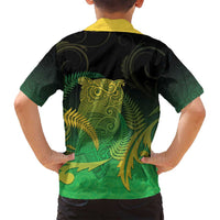 New Zealand Aotearoa Ruru Family Matching Summer Maxi Dress and Hawaiian Shirt Maori Fern Art Green LT05 - Polynesian Pride