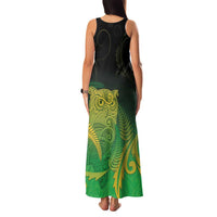 New Zealand Aotearoa Ruru Family Matching Tank Maxi Dress and Hawaiian Shirt Maori Fern Art Green LT05 - Polynesian Pride