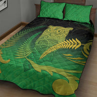 New Zealand Aotearoa Ruru Quilt Bed Set Maori Fern Art Green