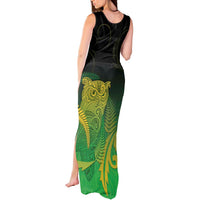 New Zealand Aotearoa Ruru Tank Maxi Dress Maori Fern Art Green