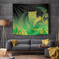 New Zealand Aotearoa Ruru Tapestry Maori Fern Art Green