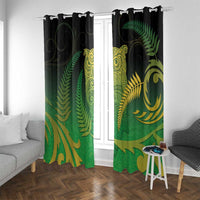 New Zealand Aotearoa Ruru Window Curtain Maori Fern Art Green