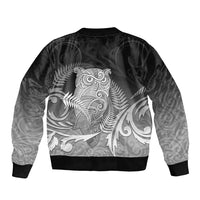 New Zealand Aotearoa Ruru Bomber Jacket Maori Fern Art Black