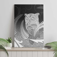 New Zealand Aotearoa Ruru Canvas Wall Art Maori Fern Art Black