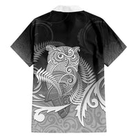 New Zealand Aotearoa Ruru Family Matching Tank Maxi Dress and Hawaiian Shirt Maori Fern Art Black LT05 - Polynesian Pride