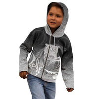 New Zealand Aotearoa Ruru Kid Hoodie Maori Fern Art Black
