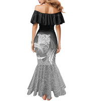 New Zealand Aotearoa Ruru Mermaid Dress Maori Fern Art Black
