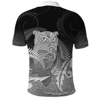 New Zealand Aotearoa Ruru Polo Shirt Maori Fern Art Black