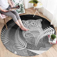New Zealand Aotearoa Ruru Round Carpet Maori Fern Art Black LT05 - Polynesian Pride