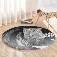 New Zealand Aotearoa Ruru Round Carpet Maori Fern Art Black LT05 - Polynesian Pride