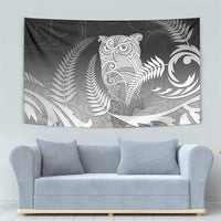 New Zealand Aotearoa Ruru Tapestry Maori Fern Art Black