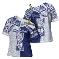 Personalised Northern Mariana Islands And Guam Cross Shoulder Shirt Latte Stone With Tribal Pattern