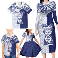 Personalised Northern Mariana Islands And Guam Family Matching Long Sleeve Bodycon Dress and Hawaiian Shirt Latte Stone With Tribal Pattern LT05 - Polynesian Pride