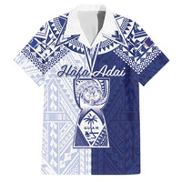 Personalised Northern Mariana Islands And Guam Family Matching Off Shoulder Short Dress and Hawaiian Shirt Latte Stone With Tribal Pattern