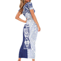 Personalised Northern Mariana Islands And Guam Family Matching Short Sleeve Bodycon Dress and Hawaiian Shirt Latte Stone With Tribal Pattern LT05 - Polynesian Pride