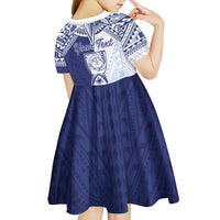 Personalised Northern Mariana Islands And Guam Kid Short Sleeve Dress Latte Stone With Tribal Pattern