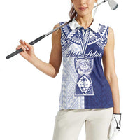 Personalised Northern Mariana Islands And Guam Women Sleeveless Polo Shirt Latte Stone With Tribal Pattern LT05 - Polynesian Pride