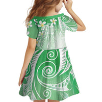 Polynesian Jellyfish Family Matching Off Shoulder Short Dress and Hawaiian Shirt With Plumeria Green