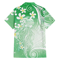Polynesian Jellyfish Family Matching Puletasi and Hawaiian Shirt With Plumeria Green LT05 - Polynesian Pride