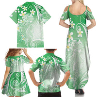Polynesian Jellyfish Family Matching Summer Maxi Dress and Hawaiian Shirt With Plumeria Green LT05 - Polynesian Pride