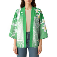 Polynesian Jellyfish Kimono With Plumeria Green LT05 - Polynesian Pride