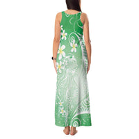 Polynesian Jellyfish Tank Maxi Dress With Plumeria Green